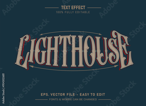  Lighthouse victorian style editable text effect