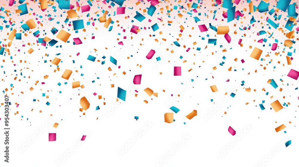 Colorful confetti falls