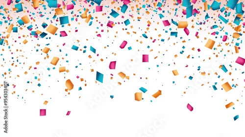 Colorful confetti falls