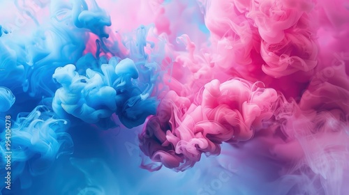 Colorful swirling smoke in blue and pink hues creating an abstract visual effect.