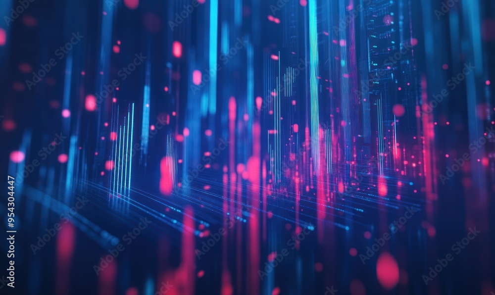 Abstract Digital Cityscape with Neon Lights Abstract Digital Cityscape with Neon Lights