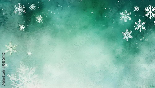 Green Christmas snowflake abstract holiday gradient pattern background room for copy