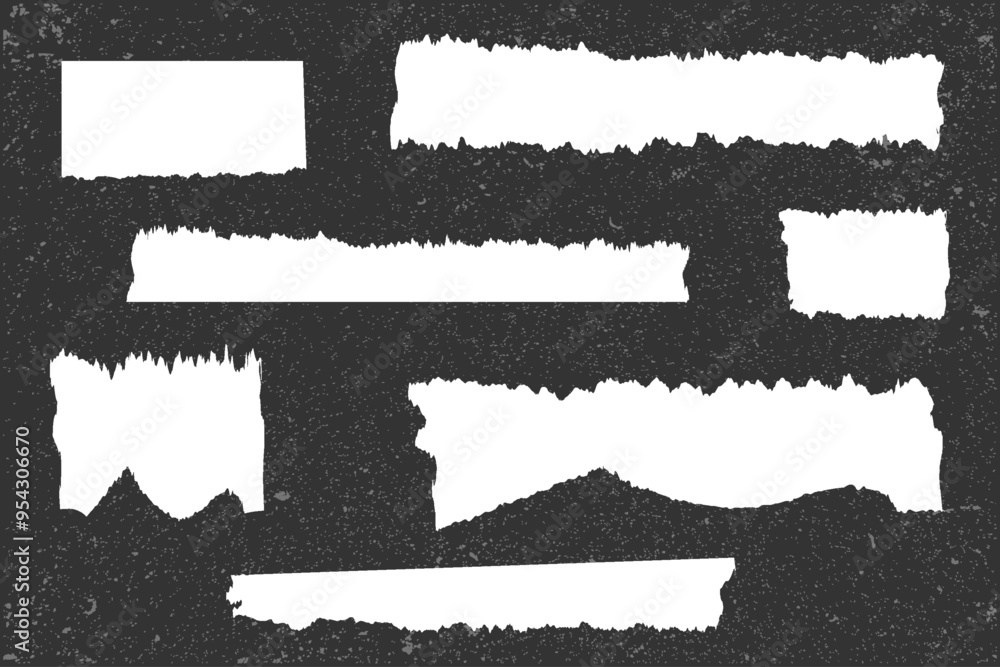 Ripped piece white paper sheets torn blank pages. Damaged letter with a copyspace vector. Ripped piece white paper sheets torn blank pages. Damaged letter with a copyspace vector.