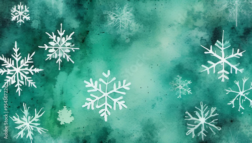 Green Christmas snowflake abstract holiday gradient pattern background room for copy