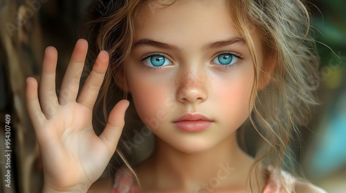 Young girl with blue eyes a...