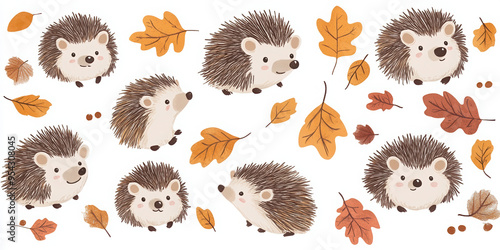 hedgehog animal autumn leaves cute nature woodland illustration forest wildlife cartoon small animal seasonal fall children’s art adorable whimsical 