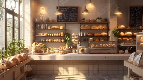 Wallpaper Mural A cozy bakery counter with 3D-rendered hand-crafted organic bread and pastries Torontodigital.ca