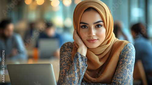 Young woman in a headscarf ...