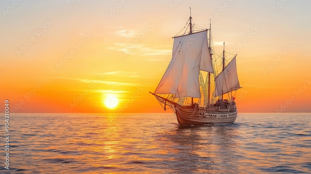 Obraz premium Sailboat at sunset