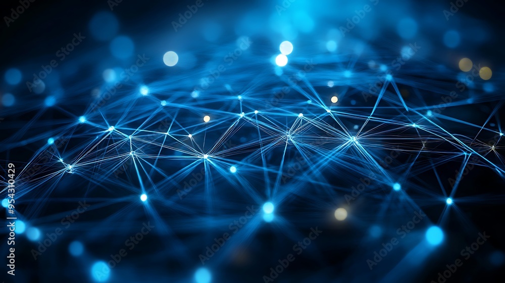 Abstract Blue Network of Connected Dots Abstract Blue Network of Connected Dots
