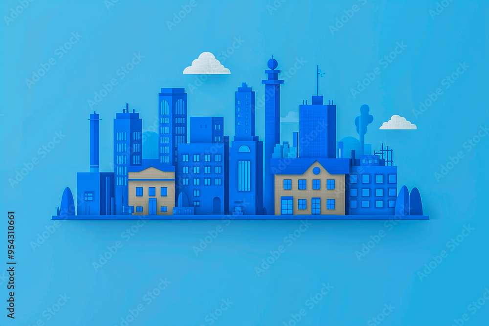 Fototapeta premium city skyline in blue