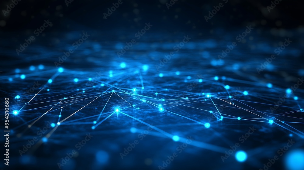 Abstract Digital Network - Glowing Blue Connections