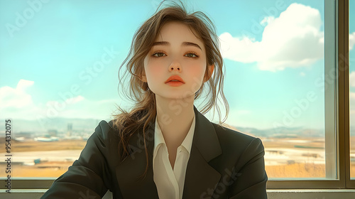 Young woman with brown hair...