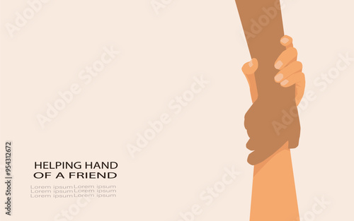 Rescue, helping gesture or hands. Strong hold. Two hands, helping hand of a friend. Handshake, arms friendship.