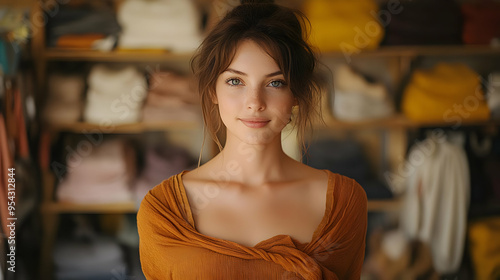 Young woman with freckles i...