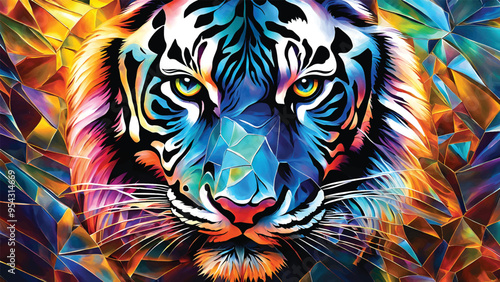 Tiger colorful abstract art background vector illustration AI generated