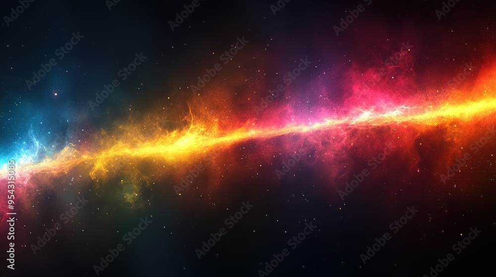 Naklejka premium Abstract Cosmic Nebula with Vibrant Colors and Stars