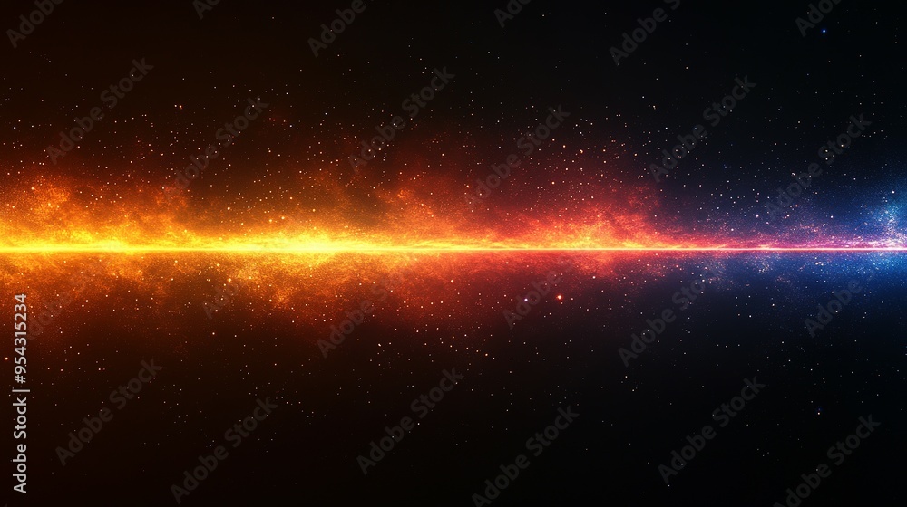 Fototapeta premium A Starry Night Sky with a Blazing Orange and Blue Light Streak
