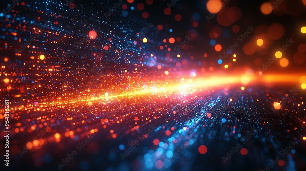 Obraz premium Abstract Background with Red and Blue Bokeh Lights