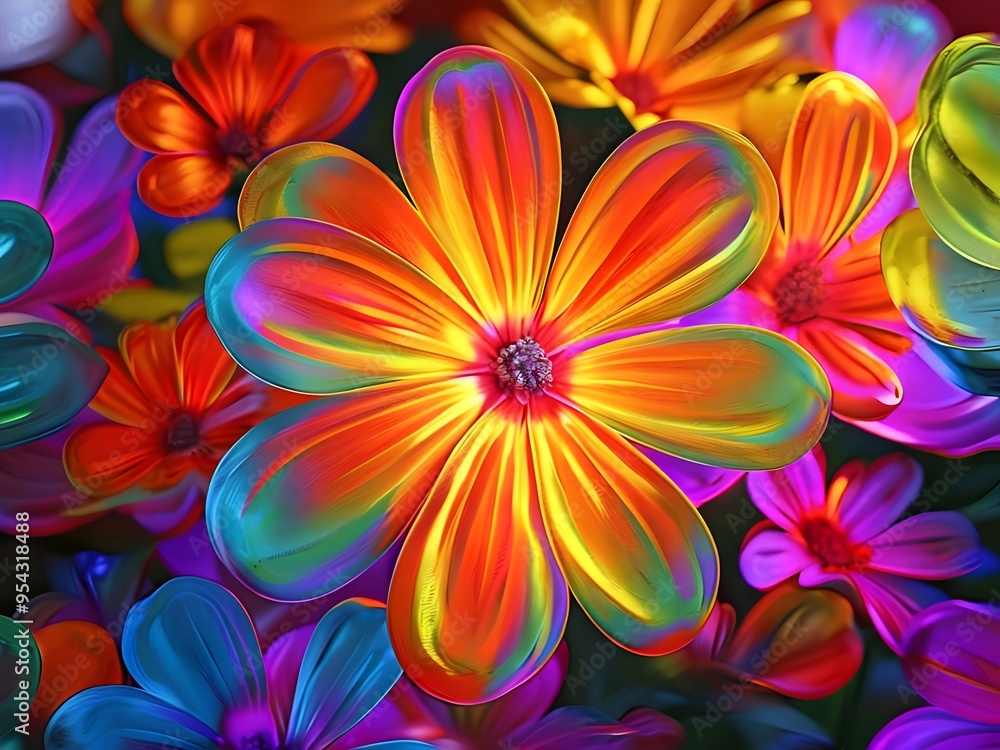 Obraz premium colorful flowers background. colourful flower petals design. close up of colorful flower petals.