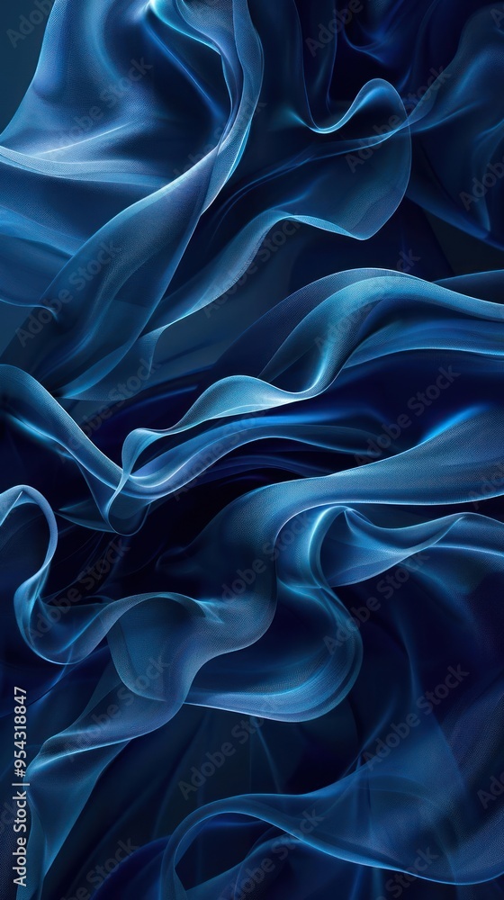Obraz premium Artistic rendering of fabric folds, evoking a sense of flow and movement with shades of blue,