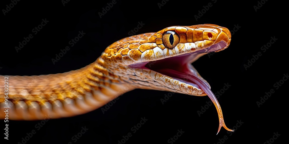 Close-up of a Snake with Open Mouth and Forked Tongue Close-up of a Snake with Open Mouth and Forked Tongue