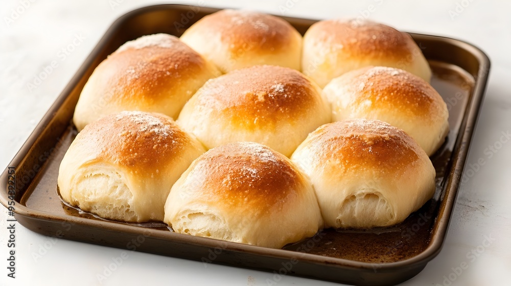 Freshly Baked Buttery Dinner Rolls Arranged in a Circle on a Baking Sheet Freshly Baked Buttery Dinner Rolls Arranged in a Circle on a Baking Sheet