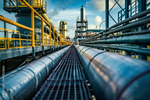 Wallpaper Mural Overview of petrochemical and gas processing pipeline with heat manufacturing equipment facility Torontodigital.ca