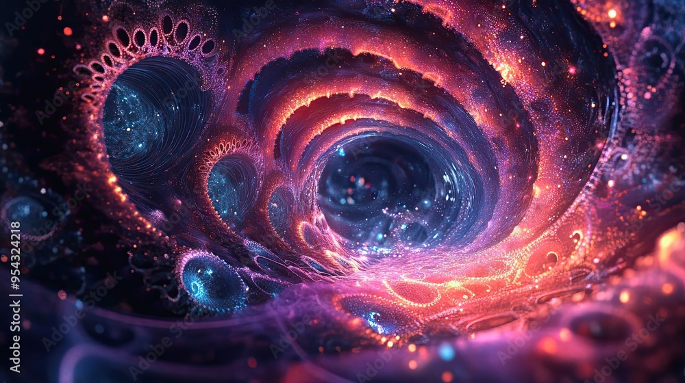 Abstract Cosmic Tunnel with Glowing Lights and Patterns Abstract Cosmic Tunnel with Glowing Lights and Patterns