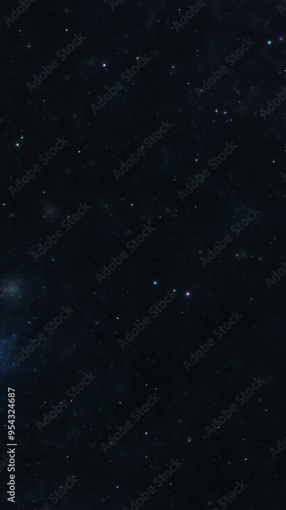 Deep blue night sky with stars, and nebula moving to the right. vertical video 4k. Deep blue night sky with stars, and nebula moving to the right. vertical video 4k.