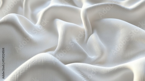 White Fabric Texture Background Soft Smooth Draped Wrinkled Close Up