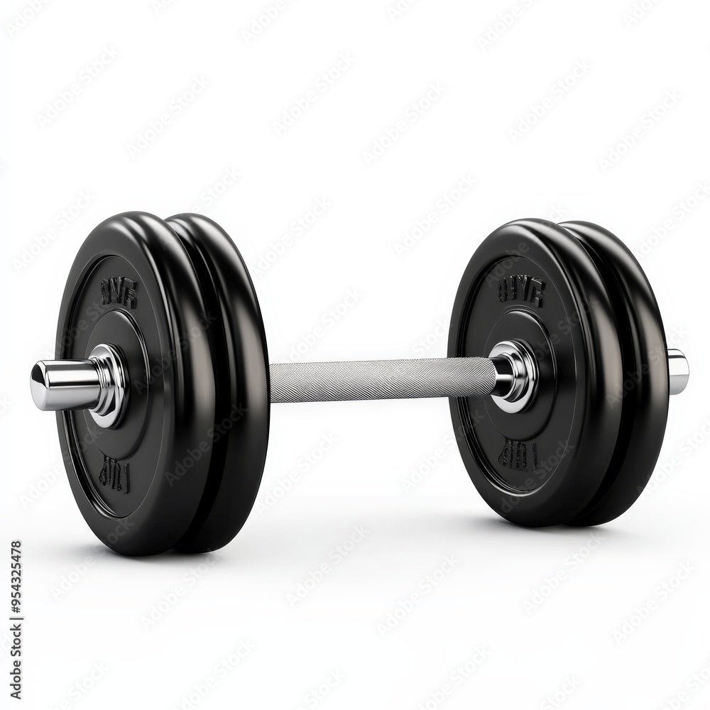 Naklejka premium Black Barbell Isolated On White Background.