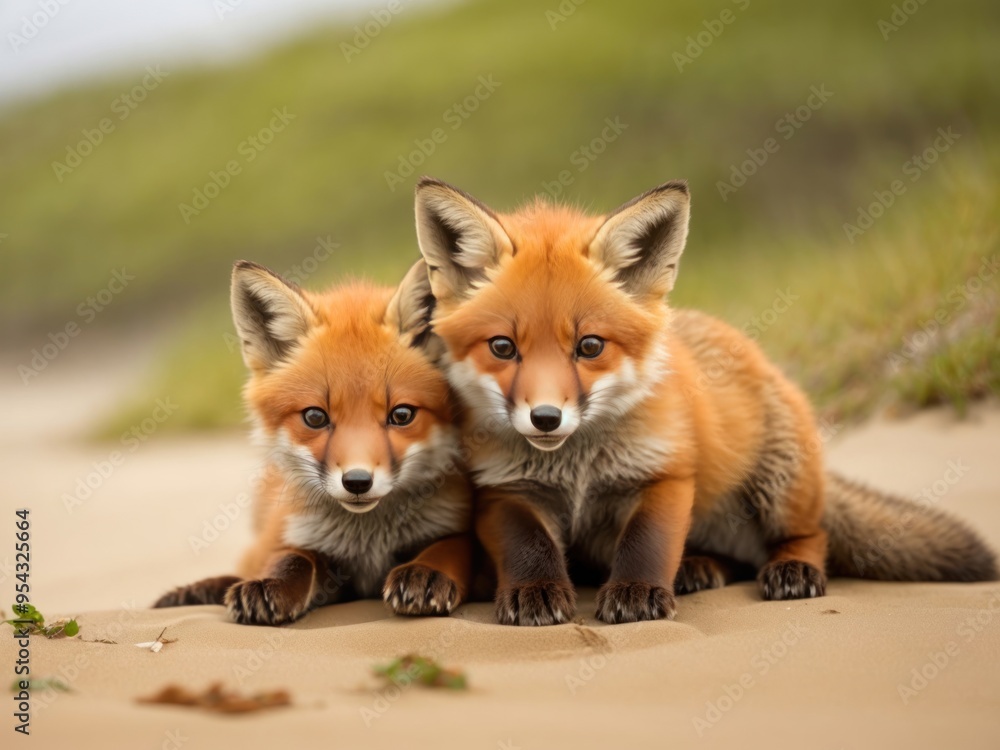 cute wild baby red fox on the beach cute wild baby red fox on the beach