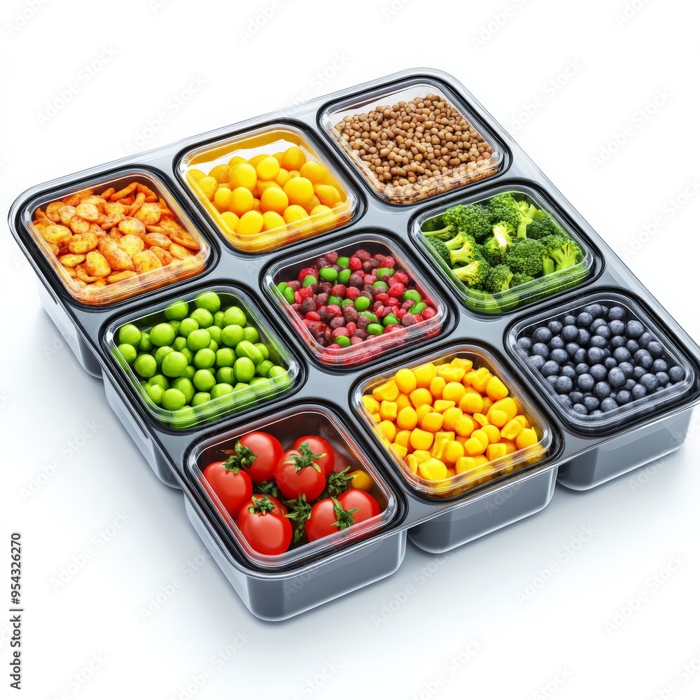 Fresh Ingredients in a Plastic Container. Fresh Ingredients in a Plastic Container.