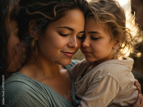 happy women and baby portrait