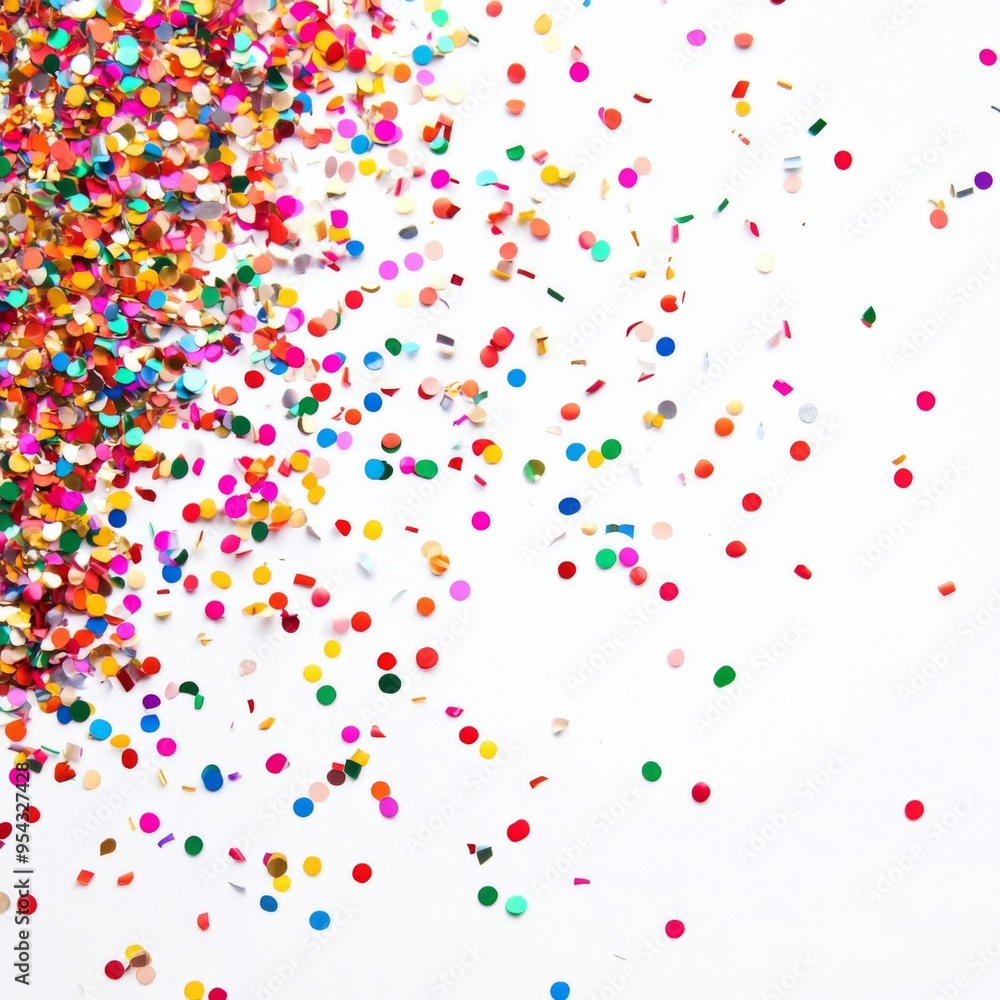 Rainbow Confetti Explosion on White: A vibrant burst of colorful confetti against a clean white backdrop, perfect for festive celebrations and joyful announcements. Rainbow Confetti Explosion on White: A vibrant burst of colorful confetti against a clean white backdrop, perfect for festive celebrations and joyful announcements.