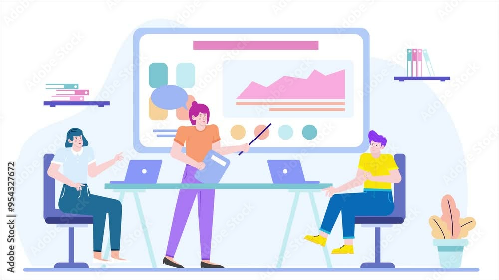 teamwork brainstorming business solution in office meeting room illustration business animated video teamwork brainstorming business solution in office meeting room illustration business animated video
