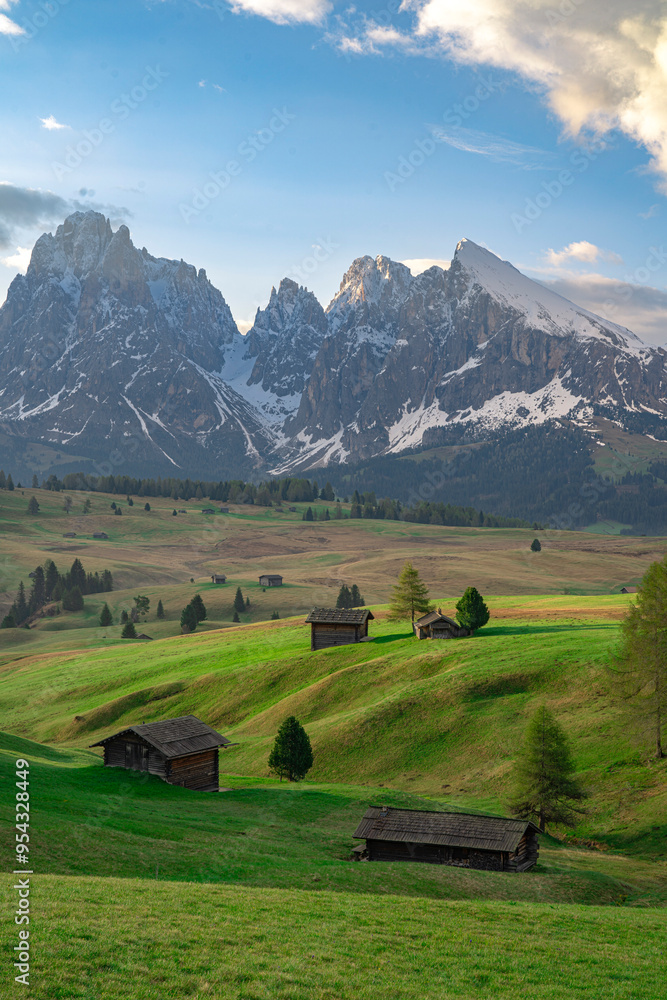 Sunrise view of the Alpe di Siusi, Dolomites, Italy. Sunrise view of the Alpe di Siusi, Dolomites, Italy.
