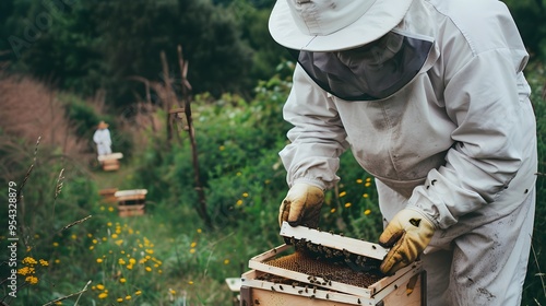 honey bees in apiary