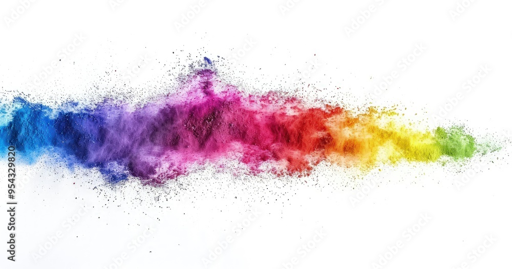 A vibrant explosion of colorful powder creating a dynamic visual effect isolated on white background. A vibrant explosion of colorful powder creating a dynamic visual effect isolated on white background.