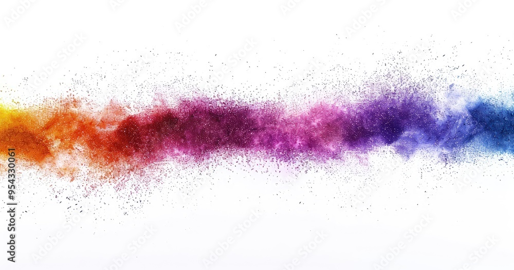 Fototapeta premium A colorful abstract splash of powdery particles on a white background.