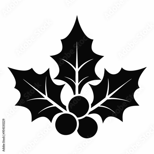 Holly Leaves silhouette vector illustration 
