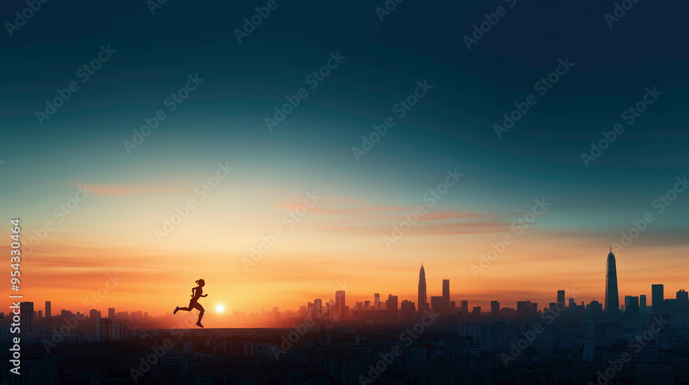 A lone runner silhouetted against a vibrant sunrise, sprinting above a city skyline. The vast sky and emerging light symbolize freedom, ambition, and the start of a new day. A lone runner silhouetted against a vibrant sunrise, sprinting above a city skyline. The vast sky and emerging light symbolize freedom, ambition, and the start of a new day.