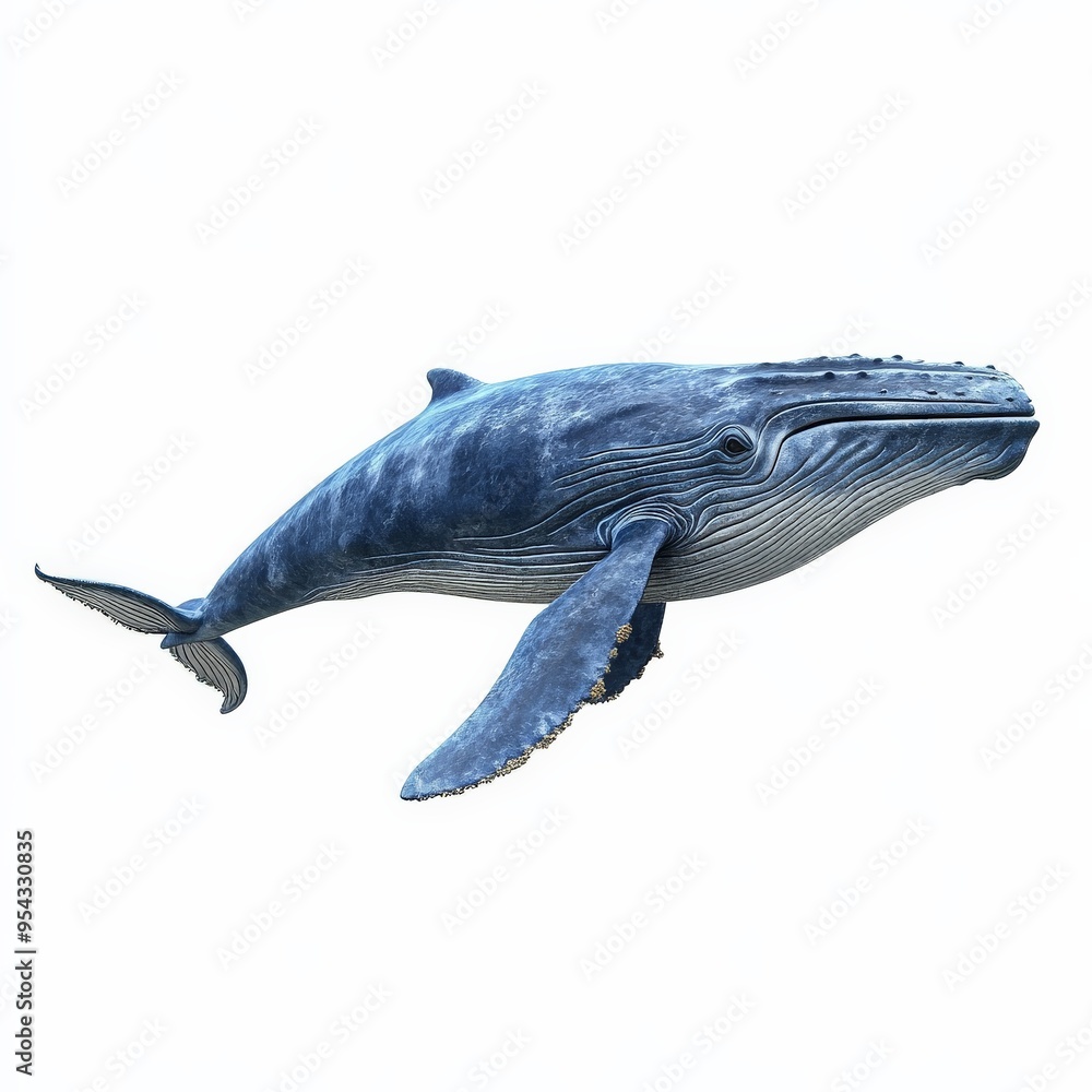 Fototapeta premium Humpback Whale Isolated on White Background.