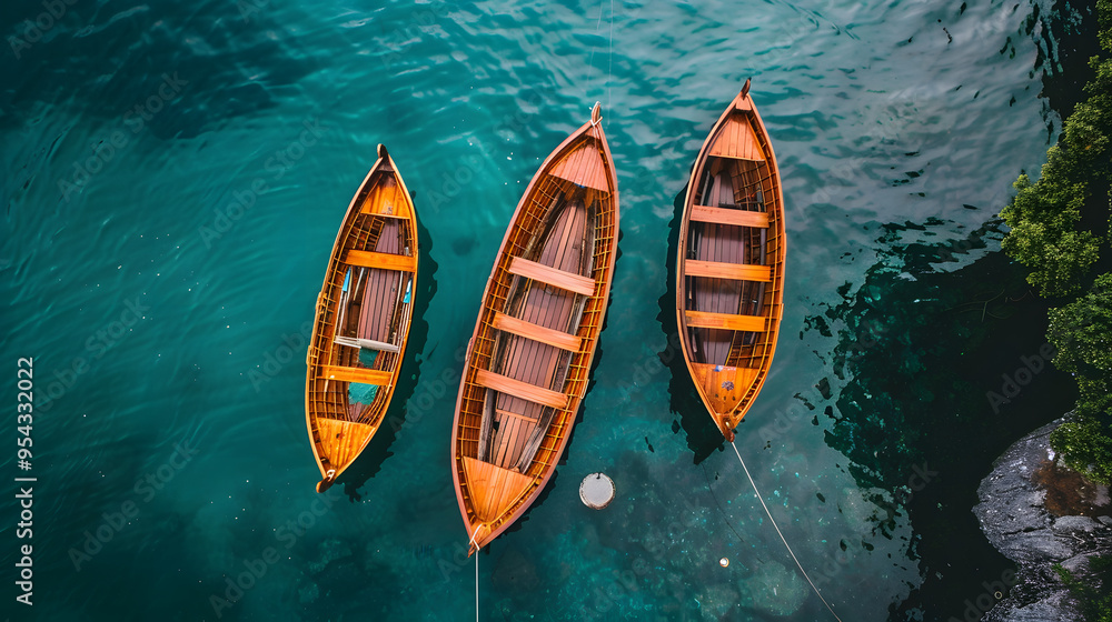 Wooden boats moored Wooden boats moored