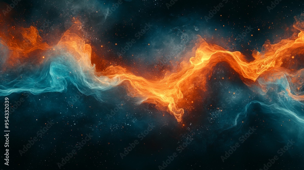 Abstract Cosmic Swirls of Fire and Ice Abstract Cosmic Swirls of Fire and Ice