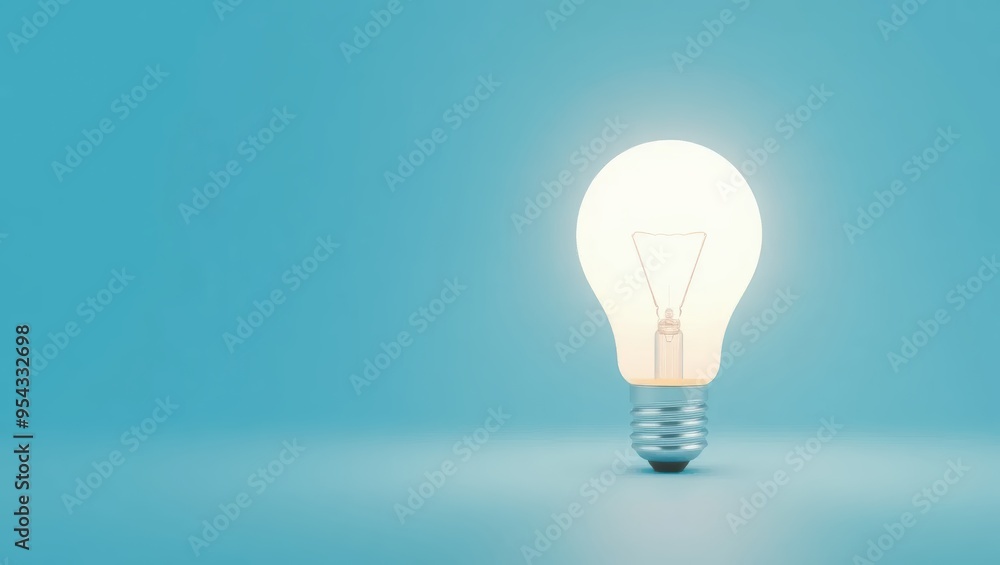 Light Bulb On Blue Background Idea Inspiration Concept Innovation Light Bulb On Blue Background Idea Inspiration Concept Innovation