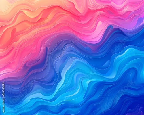 Illustration of A vibrant and trendy abstract gradient, featuring a smooth transition from electric blue to neon pink, with swirling patterns and soft edges. Ai Generate. 