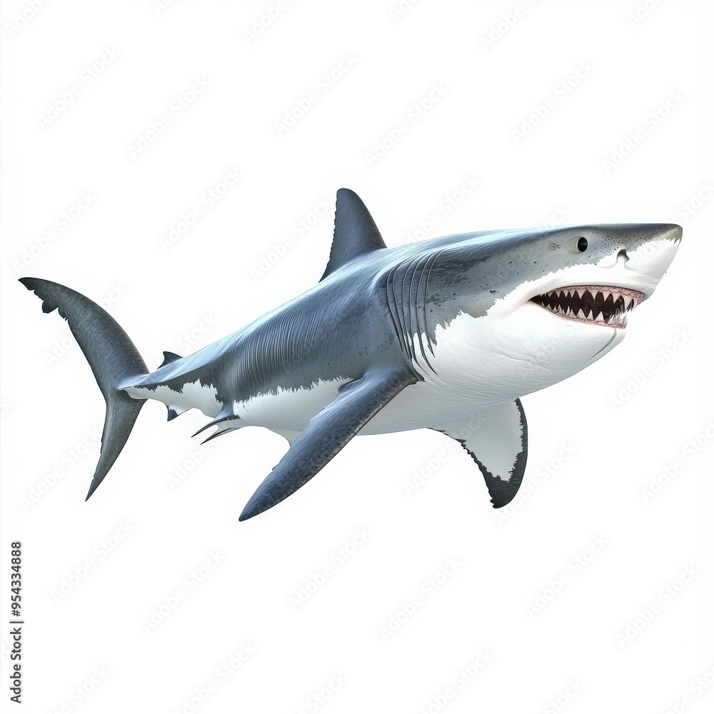 Naklejka premium Great White Shark with Open Mouth.