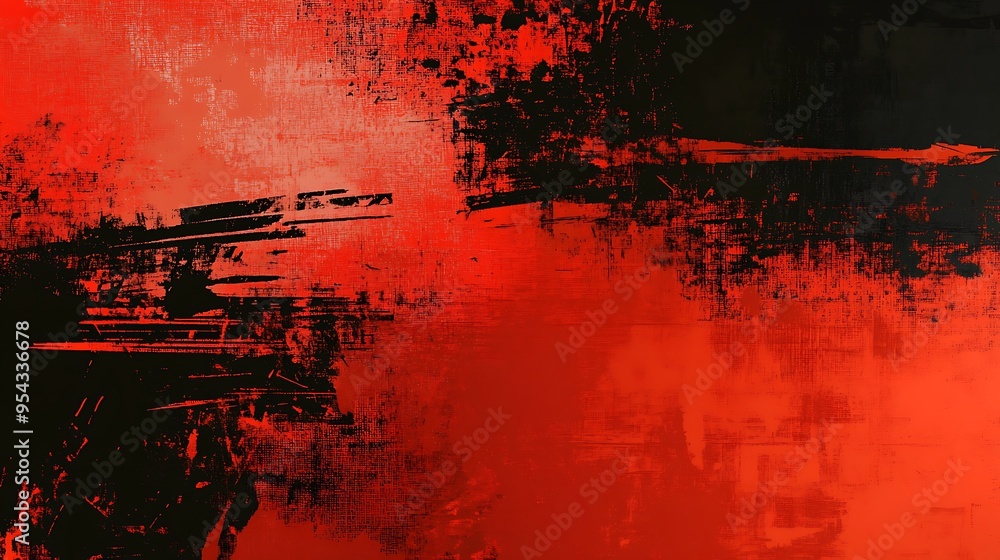 Abstract Red and Black Canvas with Textured Strokes Abstract Red and Black Canvas with Textured Strokes